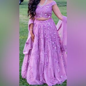 Elegant Pink Embroidered Lehenga